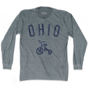 Ohio State Tricycle Adult Tri-Blend Long Sleeve T-shirt - Athletic Grey Ohio State Tricycle Adult Tri-Blend Long Sleeve T-shirt - Athletic Grey