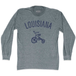 Louisiana State Tricycle Adult Tri-Blend Long Sleeve T-shirt - Athletic Grey Louisiana State Tricycle Adult Tri-Blend Long Sleeve T-shirt - Athletic Grey
