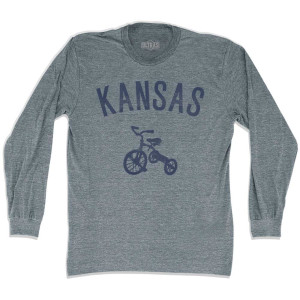 Kansas State Tricycle Adult Tri-Blend Long Sleeve T-shirt - Athletic Grey Kansas State Tricycle Adult Tri-Blend Long Sleeve T-shirt - Athletic Grey