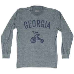 Georgia State Tricycle Adult Tri-Blend Long Sleeve T-shirt - Athletic Grey Georgia State Tricycle Adult Tri-Blend Long Sleeve T-shirt - Athletic Grey