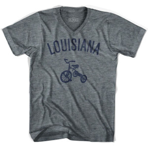 Louisiana State Tricycle Adult Tri-Blend V-neck T-shirt - Athletic Grey Louisiana State Tricycle Adult Tri-Blend V-neck T-shirt - Athletic Grey