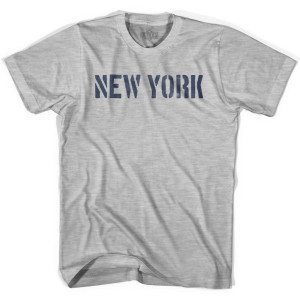 New York State Stencil Adult Cotton T-Shirt - Grey Heather New York State Stencil Adult Cotton T-Shirt - Grey Heather