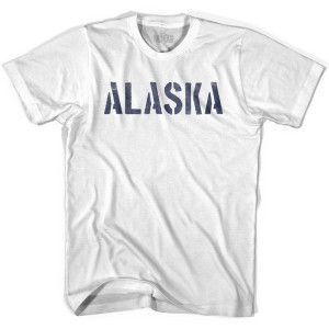 Alaska State Stencil Youth Cotton T-shirt - White Alaska State Stencil Youth Cotton T-shirt - White