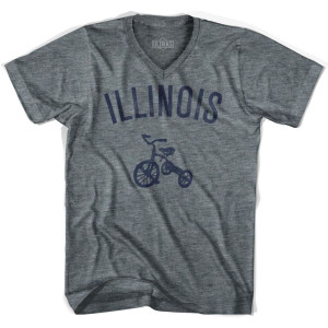 Illinois State Tricycle Adult Tri-Blend V-neck T-shirt - Athletic Grey Illinois State Tricycle Adult Tri-Blend V-neck T-shirt - Athletic Grey