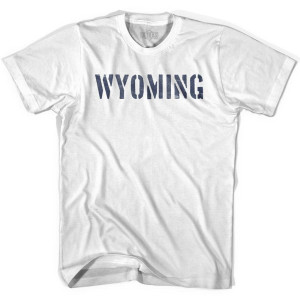 Wyoming State Stencil Youth Cotton T-shirt - White