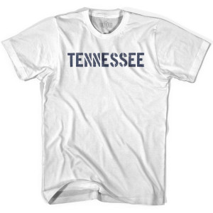 Tennessee State Stencil Adult Cotton T-shirt - White Tennessee State Stencil Adult Cotton T-shirt - White
