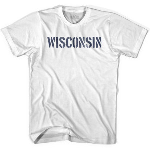 Wisconsin State Stencil Youth Cotton T-shirt - White Wisconsin State Stencil Youth Cotton T-shirt - White