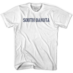 South Dakota State Stencil Adult Cotton T-shirt - White South Dakota State Stencil Adult Cotton T-shirt - White
