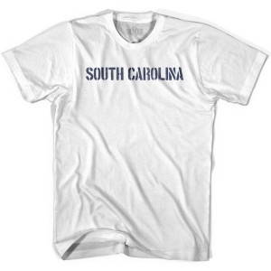 South Carolina State Stencil Adult Cotton T-shirt - White