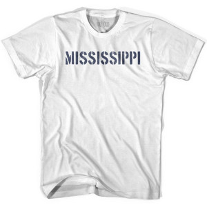 Mississippi State Stencil Adult Cotton T-shirt - White
