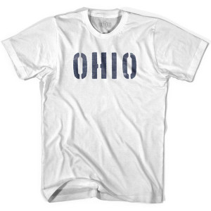 Ohio State Stencil Adult Cotton T-shirt - White Ohio State Stencil Adult Cotton T-shirt - White