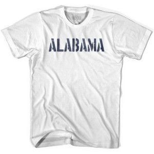 Alabama State Stencil Adult Cotton T-shirt - White