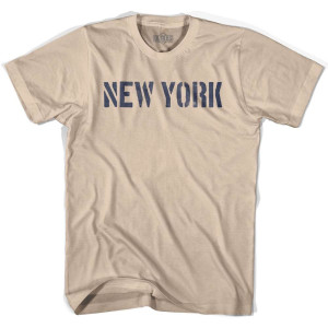 New York State Stencil Adult Cotton T-Shirt - Creme