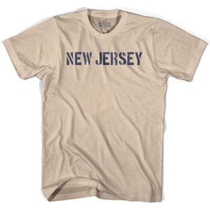 New Jersey State Stencil Adult Cotton T-Shirt - Creme