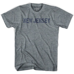 New Jersey State Stencil Womens Tri-Blend T-shirt - Athletic Grey New Jersey State Stencil Womens Tri-Blend T-shirt - Athletic Grey