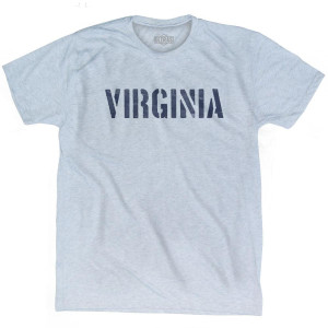 Virginia State Stencil Adult Tri-Blend T-Shirt - Athletic White Virginia State Stencil Adult Tri-Blend T-Shirt - Athletic White