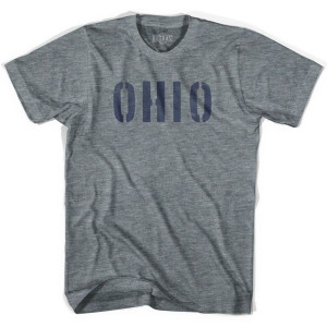 Ohio State Stencil Adult Tri-Blend T-shirt - Athletic Grey Ohio State Stencil Adult Tri-Blend T-shirt - Athletic Grey