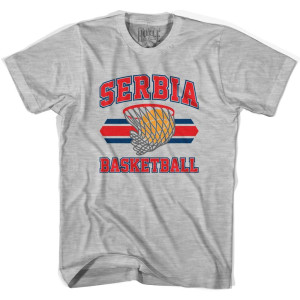 Serbia Basketball 90's Basketball T-Shirt - Grey Heather Serbia Basketball 90's Basketball T-Shirt - Grey Heather