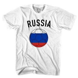 Russia Soccer Ball T-Shirt - Adult - White Russia Soccer Ball T-Shirt - Adult - White