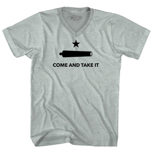 Come And Take It Adult Tri-Blend V-neck T-shirt - Athletic Cool Grey