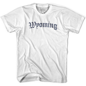 Womens Wyoming Old Town Font T-shirt - White Womens Wyoming Old Town Font T-shirt - White