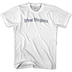 Womens West Virginia Old Town Font T-shirt - White Womens West Virginia Old Town Font T-shirt - White