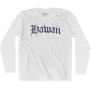 Hawaii Old Town Font Long Sleeve T-shirt - White Hawaii Old Town Font Long Sleeve T-shirt - White