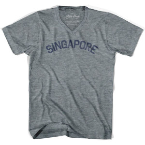 Singapore City Vintage V-neck T-shirt - Athletic Grey Singapore City Vintage V-neck T-shirt - Athletic Grey