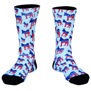 Democrat Donkey Premium Athletic Crew Socks - White Democrat Donkey Premium Athletic Crew Socks - White