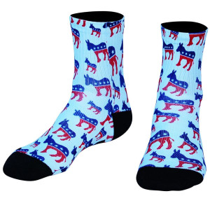 Democrat Donkey Premium Athletic Half Crew Socks - White Democrat Donkey Premium Athletic Half Crew Socks - White