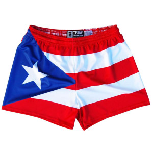 Puerto Rico Flag Womens & Girls Sport Shorts by Mile End Made in USA - Red Puerto Rico Flag Womens & Girls Sport Shorts by Mile End Made in USA - Red