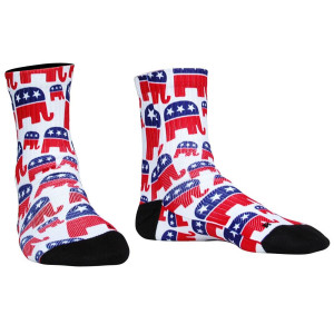 Republican Elephant Athletic Half Crew Socks - White Republican Elephant Athletic Half Crew Socks - White