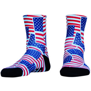 American Flag Party Half Crew Athletic Socks - White American Flag Party Half Crew Athletic Socks - White