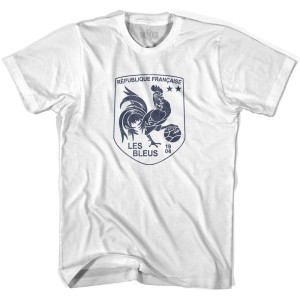 France Rooster Shield 2018 World Cup Champions Adult Cotton Soccer T-shirt - White France Rooster Shield 2018 World Cup Champions Adult Cotton Soccer T-shirt - White