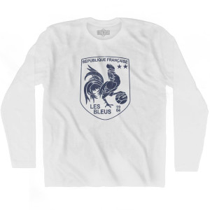 France Rooster Shield 2018 World Cup Champions Adult Cotton Long Sleeve Soccer T-shirt - White France Rooster Shield 2018 World Cup Champions Adult Cotton Long Sleeve Soccer T-shirt - White