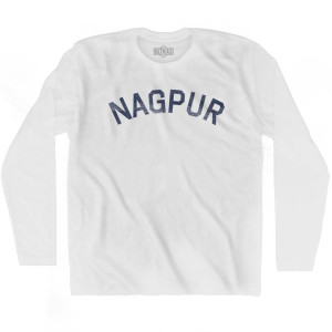 Nagpur Vintage Adult Cotton Long Sleeve T-shirt - White Nagpur Vintage Adult Cotton Long Sleeve T-shirt - White