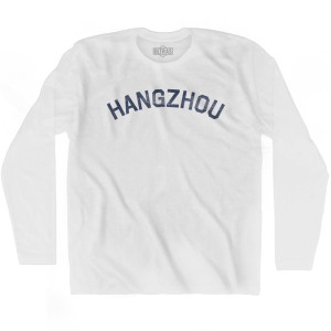 Hangzhou Vintage Adult Cotton Long Sleeve T-shirt - White Hangzhou Vintage Adult Cotton Long Sleeve T-shirt - White