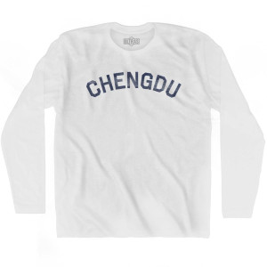 Chengdu Vintage Adult Cotton Long Sleeve T-shirt - White Chengdu Vintage Adult Cotton Long Sleeve T-shirt - White
