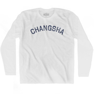 Changsha Vintage Adult Cotton Long Sleeve T-shirt - White Changsha Vintage Adult Cotton Long Sleeve T-shirt - White
