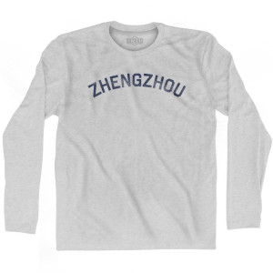 Zhengzhou Vintage Adult Cotton Long Sleeve T-Shirt - Grey Heather Zhengzhou Vintage Adult Cotton Long Sleeve T-Shirt - Grey Heather