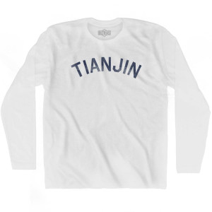 Tianjin Vintage Adult Cotton Long Sleeve T-shirt - White Tianjin Vintage Adult Cotton Long Sleeve T-shirt - White