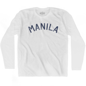 Manila Vintage Adult Cotton Long Sleeve T-shirt - White Manila Vintage Adult Cotton Long Sleeve T-shirt - White