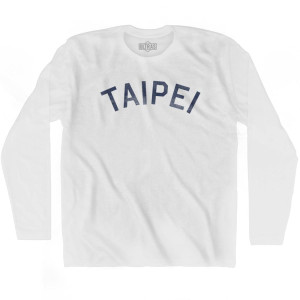 Taipei Vintage Adult Cotton Long Sleeve T-shirt - White Taipei Vintage Adult Cotton Long Sleeve T-shirt - White