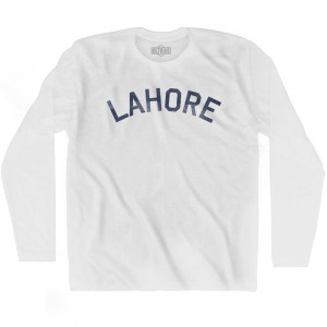 Lahore Vintage Adult Cotton Long Sleeve T-shirt - White Lahore Vintage Adult Cotton Long Sleeve T-shirt - White