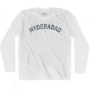 Hyderabad Vintage Adult Cotton Long Sleeve T-shirt - White Hyderabad Vintage Adult Cotton Long Sleeve T-shirt - White