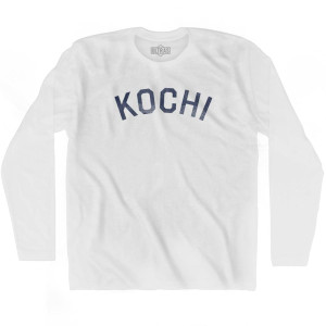 Kochi Vintage Adult Cotton Long Sleeve T-shirt - White Kochi Vintage Adult Cotton Long Sleeve T-shirt - White
