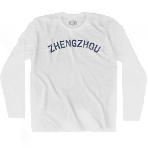 Zhengzhou Vintage Adult Cotton Long Sleeve T-shirt - White Zhengzhou Vintage Adult Cotton Long Sleeve T-shirt - White