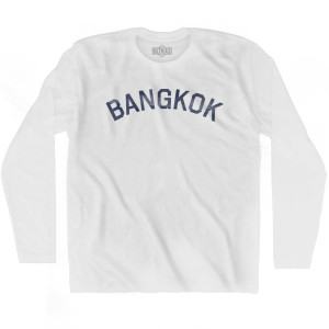 Bangkok Vintage Adult Cotton Long Sleeve T-shirt - White Bangkok Vintage Adult Cotton Long Sleeve T-shirt - White