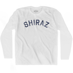 Shiraz Vintage Adult Cotton Long Sleeve T-shirt - White Shiraz Vintage Adult Cotton Long Sleeve T-shirt - White