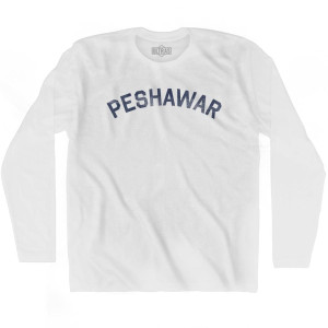 Peshawar Vintage Adult Cotton Long Sleeve T-shirt - White Peshawar Vintage Adult Cotton Long Sleeve T-shirt - White